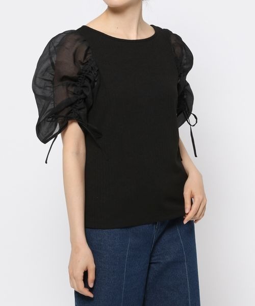 mysty woman（ミスティウーマン）の「ドロストシアースリーブプルオーバー 352409（Tシャツ/カットソー・レディース・ベージュ/オフホワイト/ブラック・FREE）」の19枚目の写真