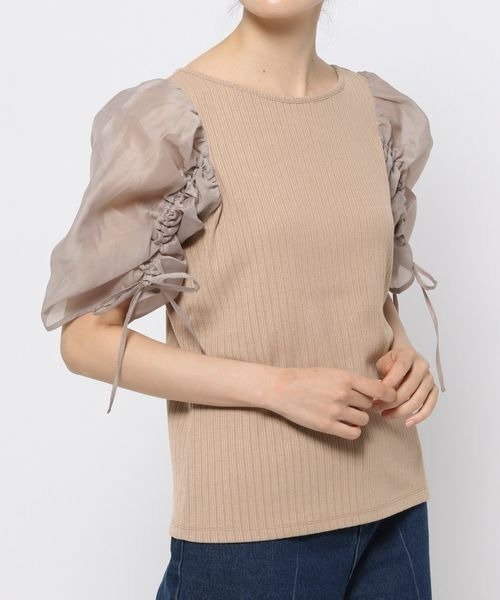 mysty woman（ミスティウーマン）の「ドロストシアースリーブプルオーバー 352409（Tシャツ/カットソー・レディース・ベージュ/オフホワイト/ブラック・FREE）」の16枚目の写真