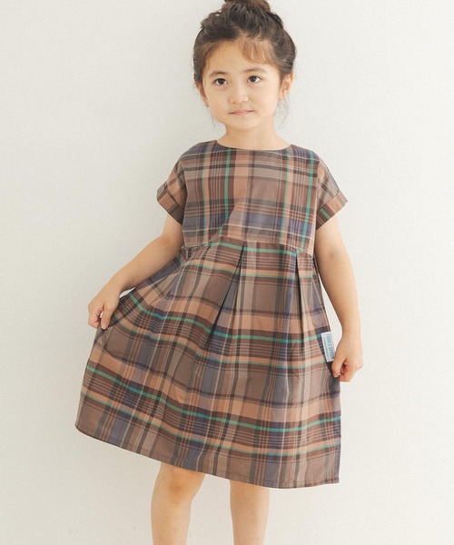 FORK&SPOON（フォークアンドスプーン）の「『親子リンク』FORK&SPOON　カラーチェックワンピース(KIDS)（ワンピース・キッズ・ブラウン系その他/ブルー系その他・120/105/135）」の3枚目の写真