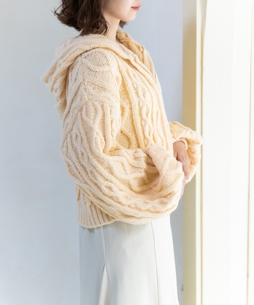 SLURR（スラ―）の「フードケーブルZIPブルゾン（ブルゾン・レディース・ベージュ/ピンク/モカ/アイボリー・FREE）」の18枚目の写真