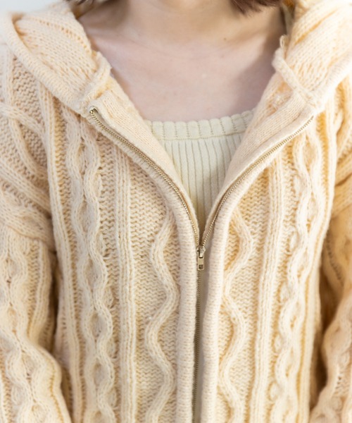 SLURR（スラ―）の「フードケーブルZIPブルゾン（ブルゾン・レディース・ベージュ/ピンク/モカ/アイボリー・FREE）」の20枚目の写真