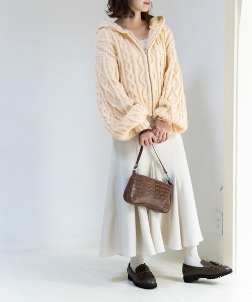 SLURR（スラ―）の「フードケーブルZIPブルゾン（ブルゾン・レディース・ベージュ/ピンク/モカ/アイボリー・FREE）」の22枚目の写真