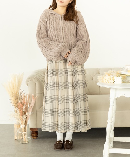 SLURR（スラ―）の「フードケーブルZIPブルゾン（ブルゾン・レディース・ベージュ/ピンク/モカ/アイボリー・FREE）」の5枚目の写真