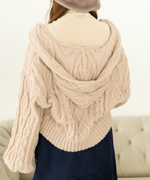 SLURR（スラ―）の「フードケーブルZIPブルゾン（ブルゾン・レディース・ベージュ/ピンク/モカ/アイボリー・FREE）」の8枚目の写真