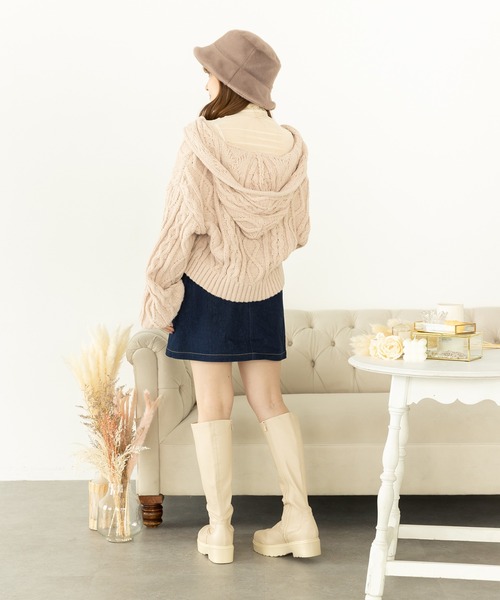 SLURR（スラ―）の「フードケーブルZIPブルゾン（ブルゾン・レディース・ベージュ/ピンク/モカ/アイボリー・FREE）」の11枚目の写真