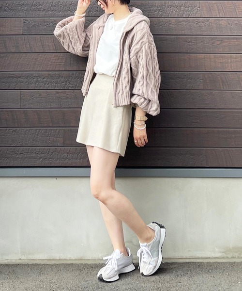 SLURR（スラ―）の「フードケーブルZIPブルゾン（ブルゾン・レディース・ベージュ/ピンク/モカ/アイボリー・FREE）」の14枚目の写真