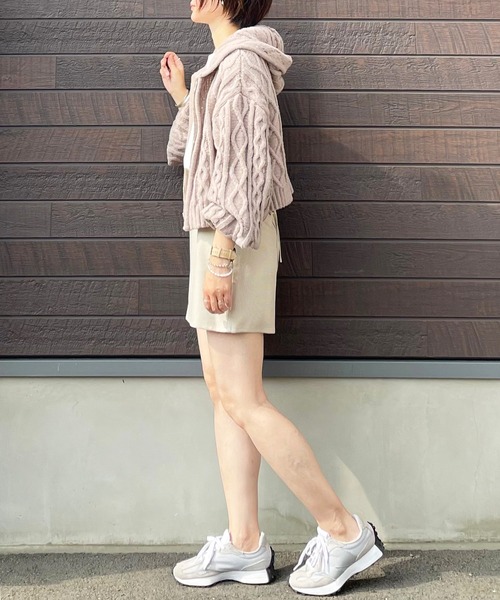 SLURR（スラ―）の「フードケーブルZIPブルゾン（ブルゾン・レディース・ベージュ/ピンク/モカ/アイボリー・FREE）」の15枚目の写真