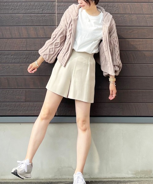 SLURR（スラ―）の「フードケーブルZIPブルゾン（ブルゾン・レディース・ベージュ/ピンク/モカ/アイボリー・FREE）」の13枚目の写真