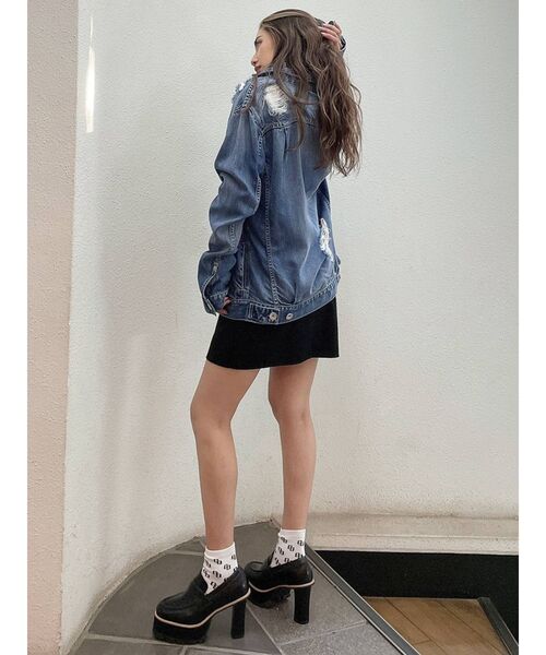 GYDA（ジェイダ）の「リヨセルダメージデニムＧジャン（デニムジャケット・レディース・ライトブルー/インディゴブルー・FREE）」の7枚目の写真