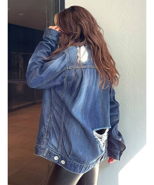 GYDA（ジェイダ）の「リヨセルダメージデニムＧジャン（デニムジャケット・レディース・ライトブルー/インディゴブルー・FREE）」の12枚目の写真