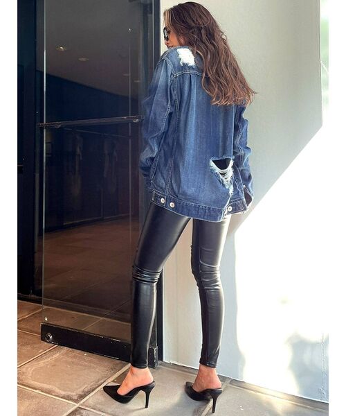 GYDA（ジェイダ）の「リヨセルダメージデニムＧジャン（デニムジャケット・レディース・ライトブルー/インディゴブルー・FREE）」の15枚目の写真