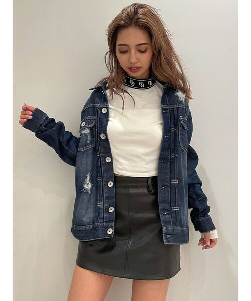 GYDA（ジェイダ）の「リヨセルダメージデニムＧジャン（デニムジャケット・レディース・ライトブルー/インディゴブルー・FREE）」の17枚目の写真