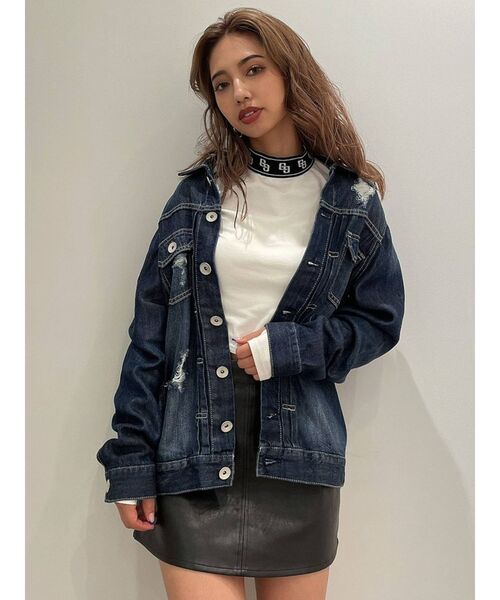 GYDA（ジェイダ）の「リヨセルダメージデニムＧジャン（デニムジャケット・レディース・ライトブルー/インディゴブルー・FREE）」の18枚目の写真