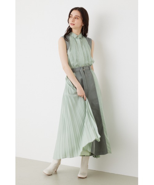 rienda（リエンダ）の「プリーツコンビフレアスカート（スカート・レディース・ベージュ/ライトグリーン/ブラック・MEDIUM/SMALL）」の9枚目の写真