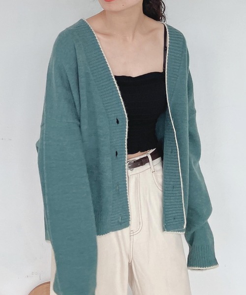 AS KNOW AS plus（アズノゥアズプラス）の「♪パイピング配色ゆるニット カーディガン　【2022AW / ZOZOTOWN限定アイテム】（カーディガン/ボレロ・レディース・ブラック/ベージュ/ブラウン/ブルーグリーン・FREE）」の19枚目の写真