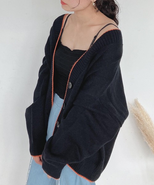 AS KNOW AS plus（アズノゥアズプラス）の「♪パイピング配色ゆるニット カーディガン　【2022AW / ZOZOTOWN限定アイテム】（カーディガン/ボレロ・レディース・ブラック/ベージュ/ブラウン/ブルーグリーン・FREE）」の16枚目の写真