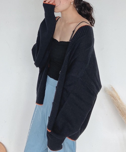 AS KNOW AS plus（アズノゥアズプラス）の「♪パイピング配色ゆるニット カーディガン　【2022AW / ZOZOTOWN限定アイテム】（カーディガン/ボレロ・レディース・ブラック/ベージュ/ブラウン/ブルーグリーン・FREE）」の9枚目の写真