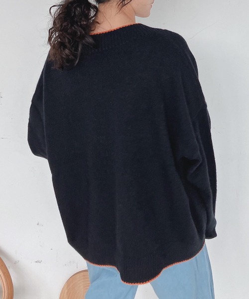 AS KNOW AS plus（アズノゥアズプラス）の「♪パイピング配色ゆるニット カーディガン　【2022AW / ZOZOTOWN限定アイテム】（カーディガン/ボレロ・レディース・ブラック/ベージュ/ブラウン/ブルーグリーン・FREE）」の13枚目の写真