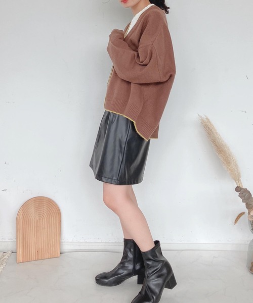 AS KNOW AS plus（アズノゥアズプラス）の「♪パイピング配色ゆるニット カーディガン　【2022AW / ZOZOTOWN限定アイテム】（カーディガン/ボレロ・レディース・ブラック/ベージュ/ブラウン/ブルーグリーン・FREE）」の7枚目の写真