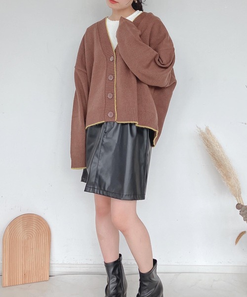 AS KNOW AS plus（アズノゥアズプラス）の「♪パイピング配色ゆるニット カーディガン　【2022AW / ZOZOTOWN限定アイテム】（カーディガン/ボレロ・レディース・ブラック/ベージュ/ブラウン/ブルーグリーン・FREE）」の17枚目の写真