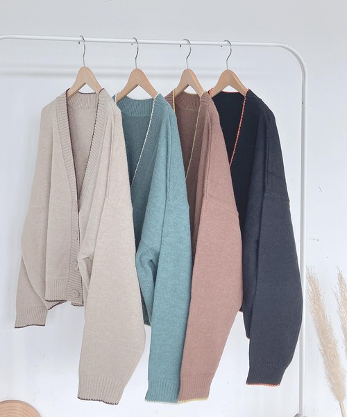 AS KNOW AS plus（アズノゥアズプラス）の「♪パイピング配色ゆるニット カーディガン　【2022AW / ZOZOTOWN限定アイテム】（カーディガン/ボレロ・レディース・ブラック/ベージュ/ブラウン/ブルーグリーン・FREE）」の14枚目の写真