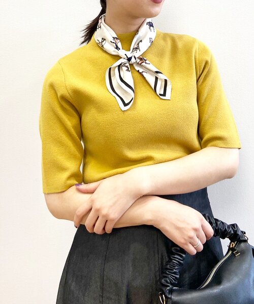 OPAQUE.CLIP（オペークドットクリップ）の「◆バックパール調ソウバリニット（ニット/セーター・レディース・マスタード/ブラック/ダークグリーン・38）」の15枚目の写真