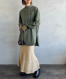 [Americana×JEANS FACTORY/アメリカーナ×ジーンズファクトリー] 別注 硫化染め チュニックシャツブラウス