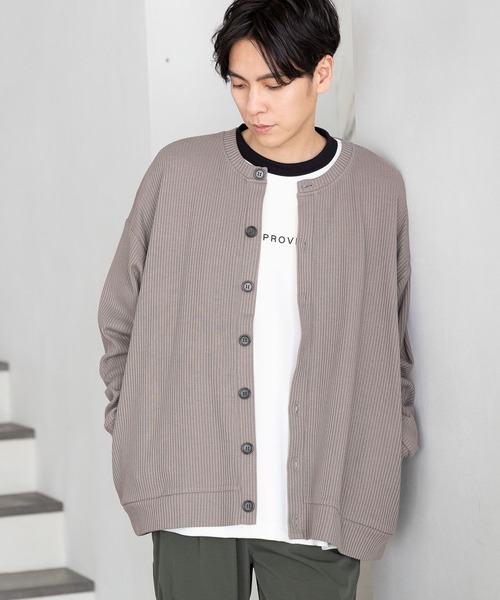 LAKOLE（ラコレ）の「ストレッチワッフルカーディガン / 125690（カーディガン/ボレロ・メンズ・オレンジ系その他2/パープル/グリーン/チャコール/ブルー/グレー/マスタード/ライトグリーン・LARGE/X-LARGE/MEDIUM）」の2枚目の写真