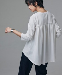 RASW（ラス）の「GIZAコットンバックギャザーTシャツ（Tシャツ/カットソー）」