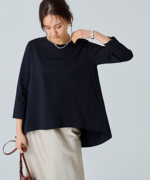 RASW(ラス)の「GIZAコットンバックギャザーTシャツ(Tシャツ/カットソー・レディース・ブラック/オフホワイト/グレー系その他・M/L)」の2枚目の写真
