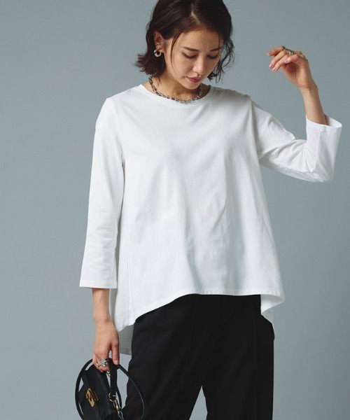 RASW(ラス)の「GIZAコットンバックギャザーTシャツ(Tシャツ/カットソー・レディース・ブラック/オフホワイト/グレー系その他・M/L)」の4枚目の写真