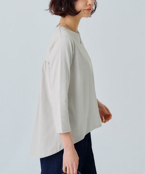 RASW(ラス)の「GIZAコットンバックギャザーTシャツ(Tシャツ/カットソー・レディース・ブラック/オフホワイト/グレー系その他・M/L)」の22枚目の写真
