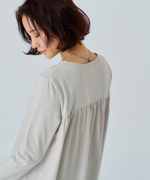 RASW(ラス)の「GIZAコットンバックギャザーTシャツ(Tシャツ/カットソー・レディース・ブラック/オフホワイト/グレー系その他・M/L)」の18枚目の写真