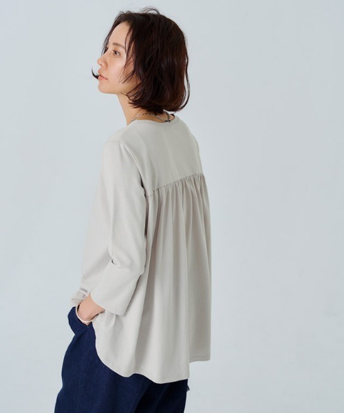 RASW(ラス)の「GIZAコットンバックギャザーTシャツ(Tシャツ/カットソー・レディース・ブラック/オフホワイト/グレー系その他・M/L)」の20枚目の写真