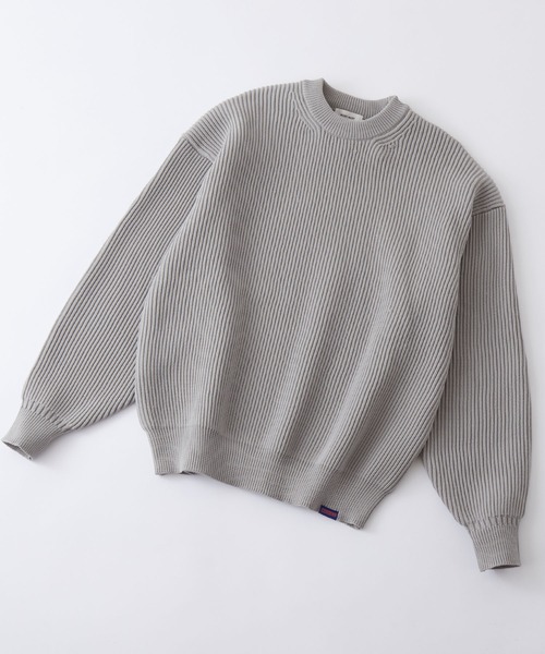 MONO-MART（モノマート）の「【CODDERR】畦編み ビッグシルエット クルーネックプルオーバーニット/ルーズフィット（ニット/セーター・レディース・ベージュ/イエロー/ブルー/ブラック/ホワイト/ネイビー/パープル/グリーン/グレー/オレンジ/レッド/チャコール/グレイッシュベージュ/サックスブルー/スモークピンク・M/L）」の18枚目の写真