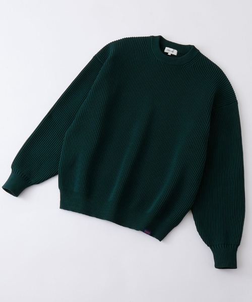 MONO-MART（モノマート）の「【CODDERR】畦編み ビッグシルエット クルーネックプルオーバーニット/ルーズフィット（ニット/セーター・レディース・ベージュ/イエロー/ブルー/ブラック/ホワイト/ネイビー/パープル/グリーン/グレー/オレンジ/レッド/チャコール/グレイッシュベージュ/サックスブルー/スモークピンク・M/L）」の19枚目の写真