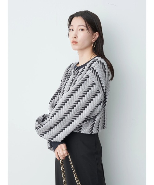 earth music&ecology（アースミュージックアンドエコロジー）の「前後2way膨れジャガードカーディガン cardigan（カーディガン/ボレロ・レディース・ブラック/グリーン/アイボリー・FREE）」の10枚目の写真