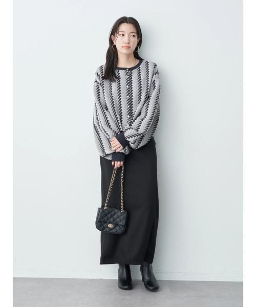 earth music&ecology（アースミュージックアンドエコロジー）の「前後2way膨れジャガードカーディガン cardigan（カーディガン/ボレロ・レディース・ブラック/グリーン/アイボリー・FREE）」の21枚目の写真