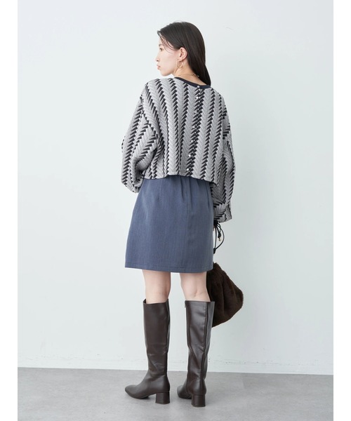 earth music&ecology（アースミュージックアンドエコロジー）の「前後2way膨れジャガードカーディガン cardigan（カーディガン/ボレロ・レディース・ブラック/グリーン/アイボリー・FREE）」の11枚目の写真