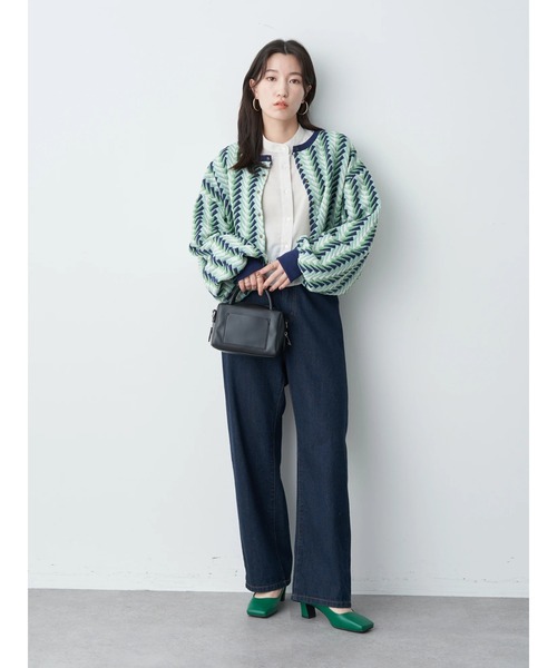 earth music&ecology（アースミュージックアンドエコロジー）の「前後2way膨れジャガードカーディガン cardigan（カーディガン/ボレロ・レディース・ブラック/グリーン/アイボリー・FREE）」の22枚目の写真