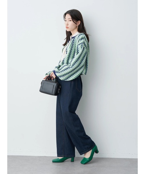 earth music&ecology（アースミュージックアンドエコロジー）の「前後2way膨れジャガードカーディガン cardigan（カーディガン/ボレロ・レディース・ブラック/グリーン/アイボリー・FREE）」の14枚目の写真