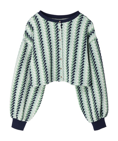 earth music&ecology（アースミュージックアンドエコロジー）の「前後2way膨れジャガードカーディガン cardigan（カーディガン/ボレロ・レディース・ブラック/グリーン/アイボリー・FREE）」の6枚目の写真