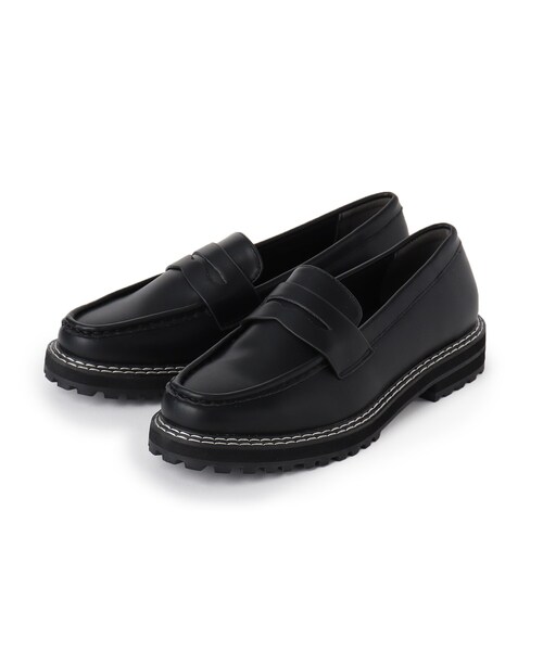 SHOO・LA・RUE(シューラルー)の「◆厚底 スクエアトゥ ローファー(ドレスシューズ・レディース・ブラック/ナチュラル・35/45)」の3枚目の写真