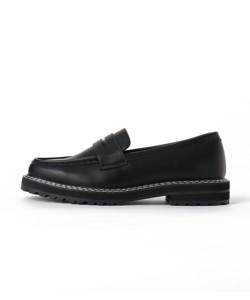 SHOO・LA・RUE(シューラルー)の「◆厚底 スクエアトゥ ローファー(ドレスシューズ・レディース・ブラック/ナチュラル・35/45)」の6枚目の写真