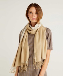 BENETTON (UNITED COLORS OF BENETTON) | フリンジ付きバイカラー配色ストール(ストール/ショール)