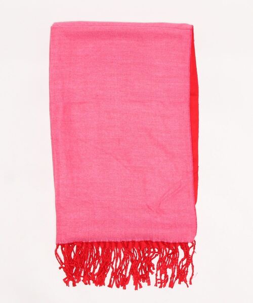 BENETTON (UNITED COLORS OF BENETTON)（ベネトンユナイテッドカラーズオブベネトン）の「フリンジ付きバイカラー配色ストール（ストール/ショール・レディース・レッド/ブラック/ブルー系その他/ベージュ・ONE SIZE）」の5枚目の写真