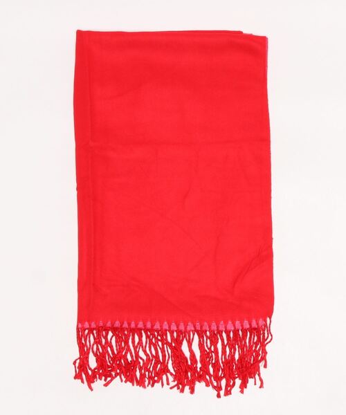 BENETTON (UNITED COLORS OF BENETTON)（ベネトンユナイテッドカラーズオブベネトン）の「フリンジ付きバイカラー配色ストール（ストール/ショール・レディース・レッド/ブラック/ブルー系その他/ベージュ・ONE SIZE）」の20枚目の写真