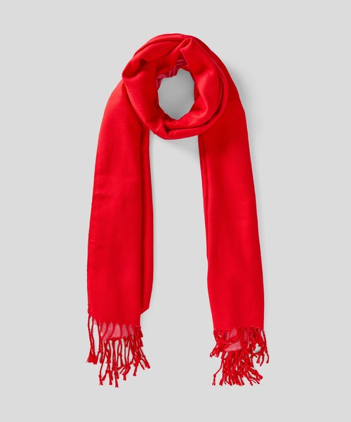 BENETTON (UNITED COLORS OF BENETTON)（ベネトンユナイテッドカラーズオブベネトン）の「フリンジ付きバイカラー配色ストール（ストール/ショール・レディース・レッド/ブラック/ブルー系その他/ベージュ・ONE SIZE）」の18枚目の写真