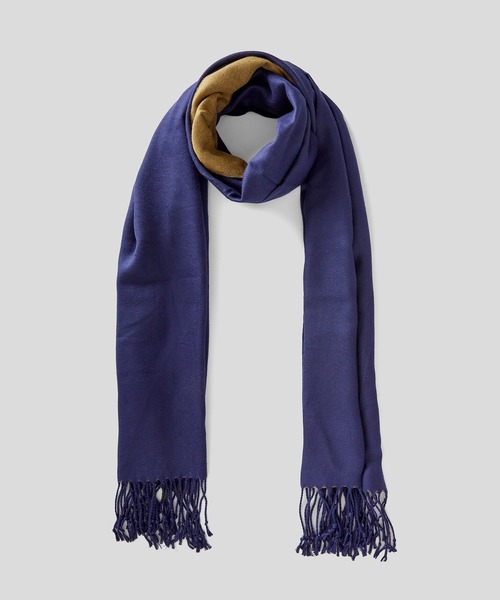 BENETTON (UNITED COLORS OF BENETTON)（ベネトンユナイテッドカラーズオブベネトン）の「フリンジ付きバイカラー配色ストール（ストール/ショール・レディース・レッド/ブラック/ブルー系その他/ベージュ・ONE SIZE）」の15枚目の写真