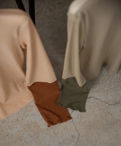 Amiur（エミレ）の「two tone loose fit tops（Tシャツ/カットソー・レディース・ベージュ/グリーン・FREE）」の14枚目の写真